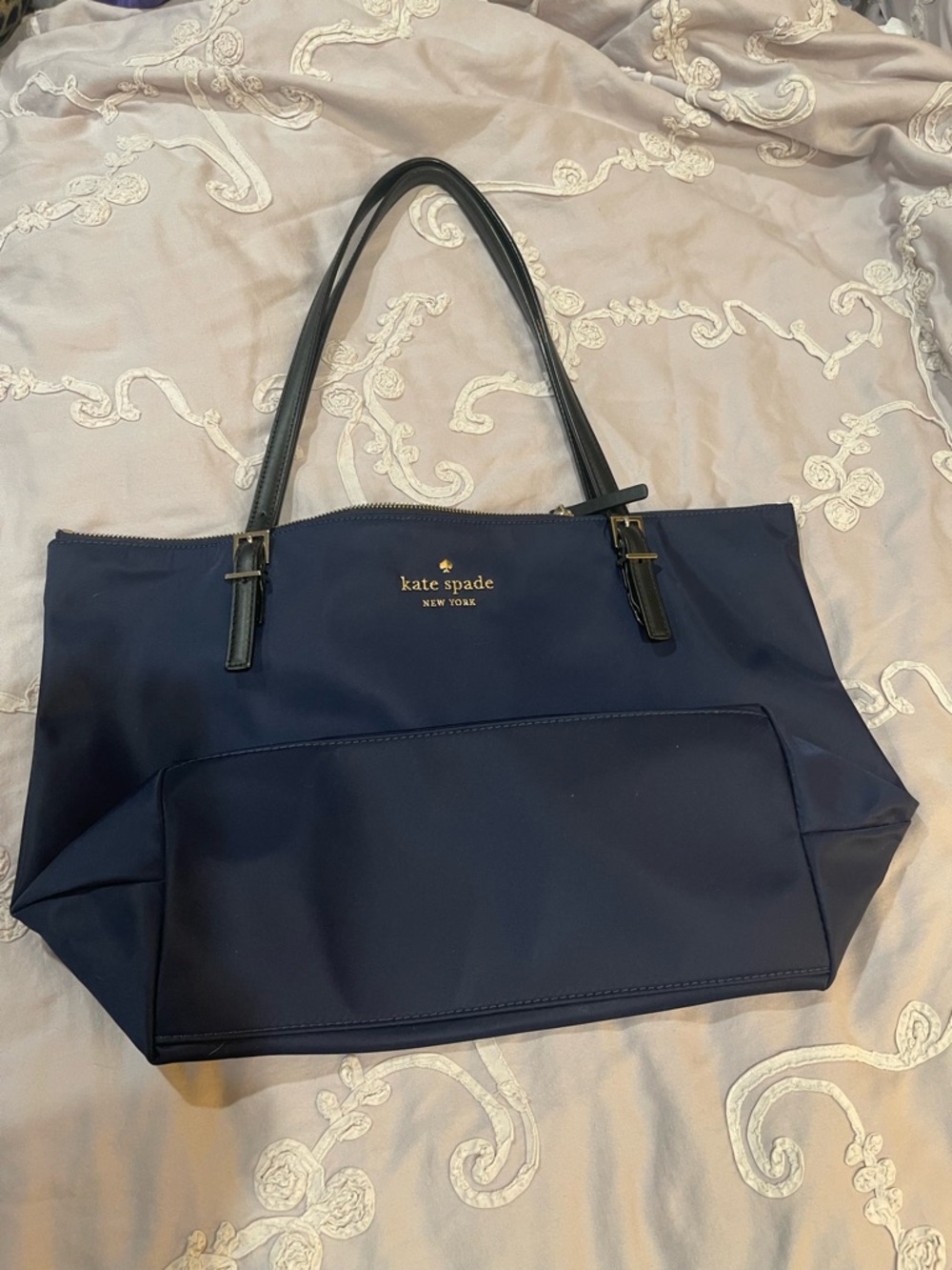 kate spade Navy Nylon Tote with Black Handles
